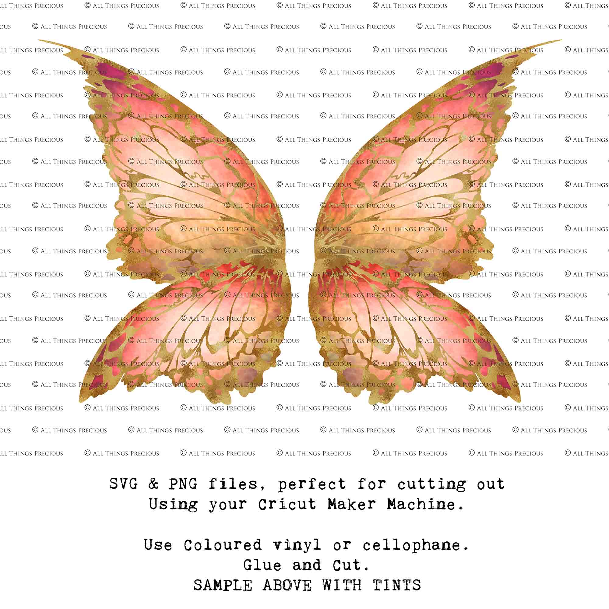 SVG & PNG Fairy Wing files for Cricut or Silhouette Cameo Cutting Machine. Create wearable fairy wings, in adult or children sizes.  Clipart design for Halloween Costumes, Fantasy or Cosplay or photography. Printable for weddings, engagement, baby shower invitations. Individual wing parts. Cut and assemble. Fairycore.
